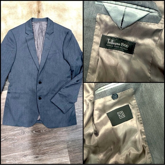 the blk tux Other - The Blk Tux 38R Tollegno 1900 Gray Suit Jacket Blazer 100% Merino Wool Italy